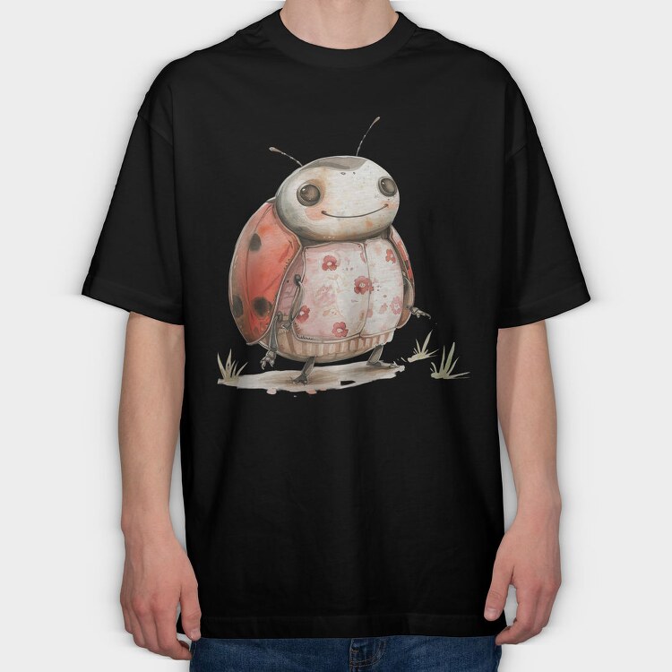 Ladybug Smile Clipart, Tricou Oversize Barbati (Unisex)