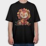 Lion Patchwork Christmas, Tricou Oversize Barbati (Unisex)