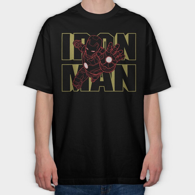 Iron Man Outline, Tricou Oversize Barbati (Unisex)