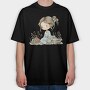 Little Girl Reading Books, Tricou Oversize Barbati (Unisex)