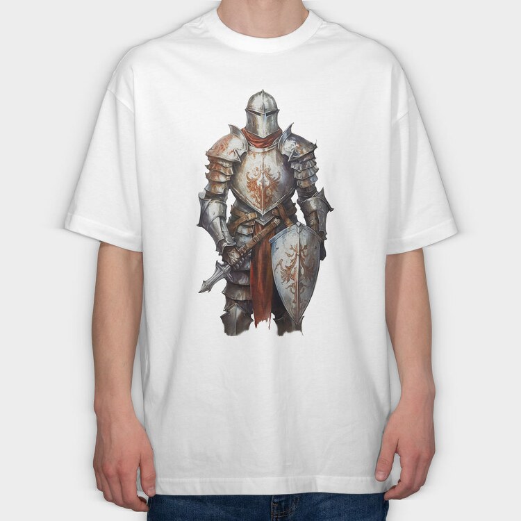 Knight Armor Silver, Tricou Oversize Barbati (Unisex)