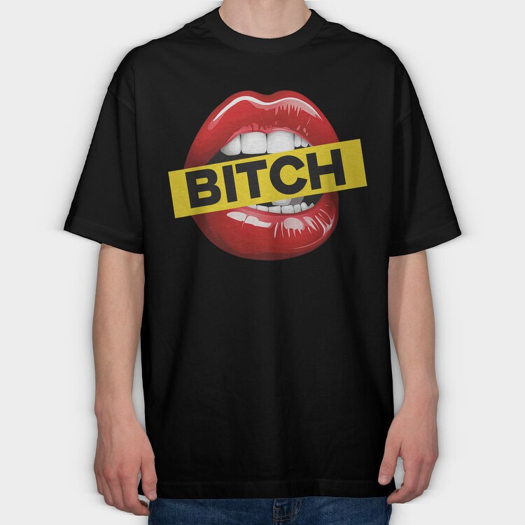 Lips Bitch Bite, Tricou Oversize Barbati (Unisex)