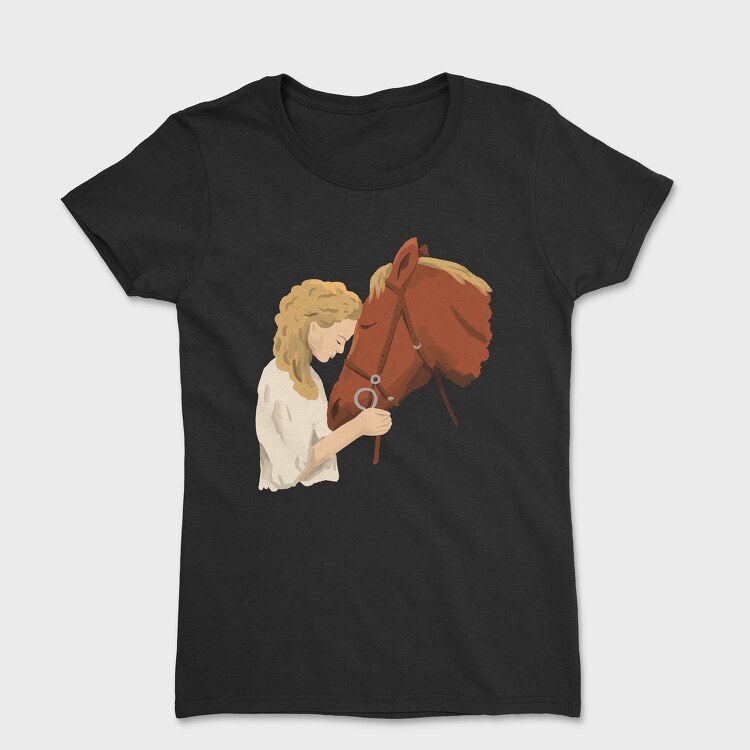 Girl Horse Watercolor, Tricou Femei