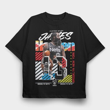 James Harden Nets Design, Tricou Oversize Barbati (Unisex)