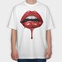 Lips Blood Drip, Tricou Oversize Barbati (Unisex)