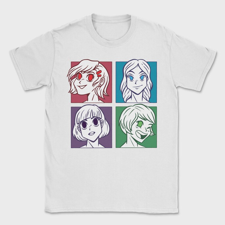 Anime Girl Faces, Tricou Barbati (Unisex)