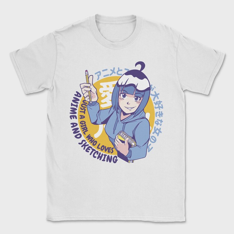Anime Sketch Girl, Tricou Barbati (Unisex)