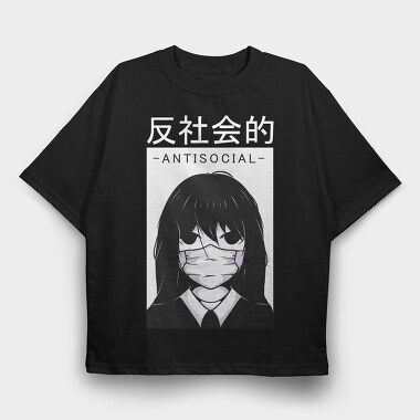 Antisocial Mask, Tricou Oversize Barbati (Unisex)