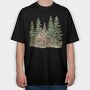 Log Cabin Forest, Tricou Oversize Barbati (Unisex)