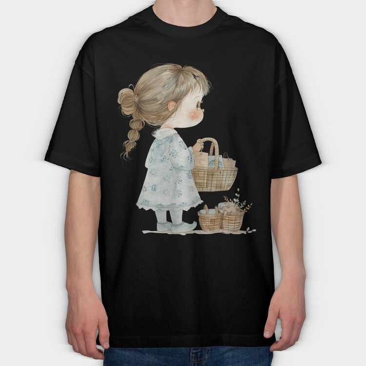 Little Girl Basket, Tricou Oversize Barbati (Unisex)