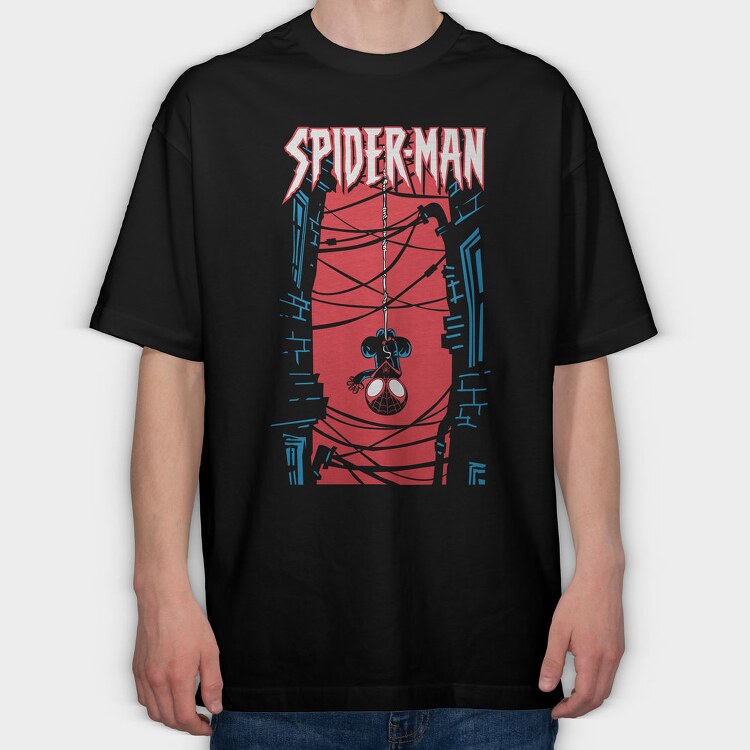 Spiderman Web City, Tricou Oversize Barbati (Unisex)