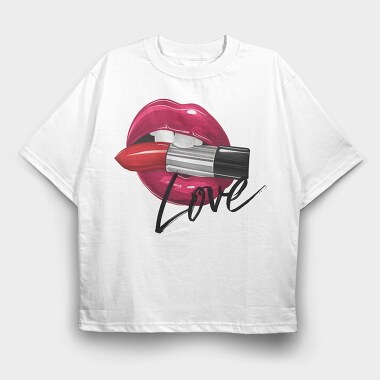 Love Lip Bite, Tricou Oversize Barbati (Unisex)