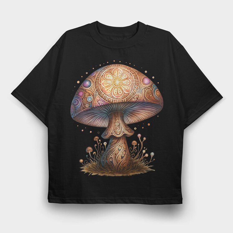 Magic Mushroom Art, Tricou Oversize Barbati (Unisex)