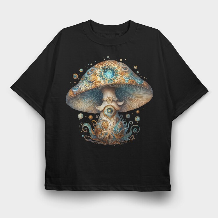 Magic Mushroom Swirls, Tricou Oversize Barbati (Unisex)