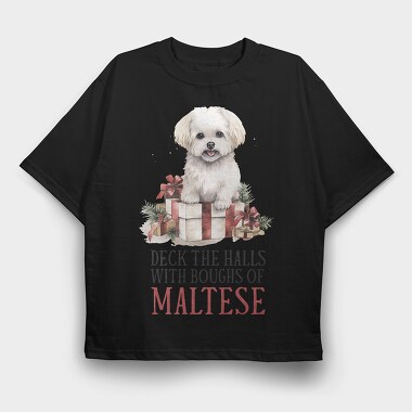 Maltese Christmas Presents, Tricou Oversize Barbati (Unisex)
