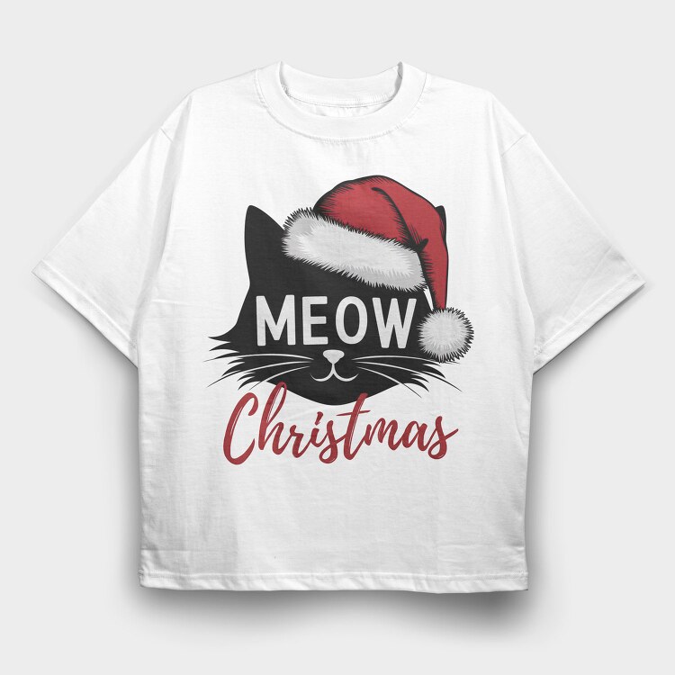 Meow Christmas Cat, Tricou Oversize Barbati (Unisex)