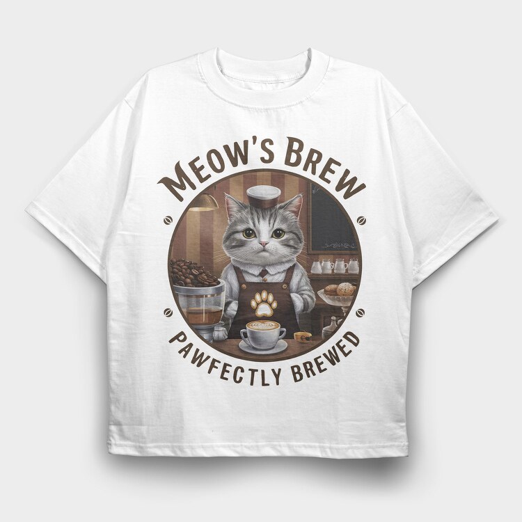 Meowows Brew, Tricou Oversize Barbati (Unisex)