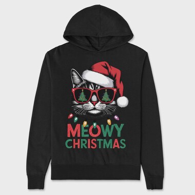Meowy Christmas Cat, Hanorac Oversize Barbati (Unisex)