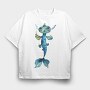 Mermaid Fish Tail, Tricou Oversize Barbati (Unisex)