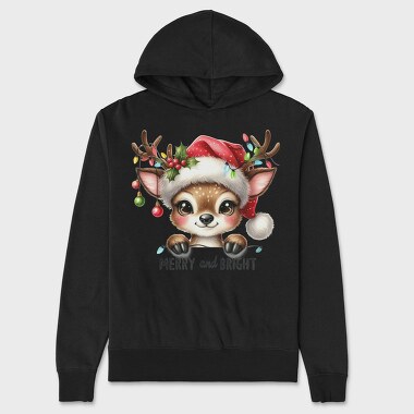 Merry Bright Reindeer, Hanorac Oversize Barbati (Unisex)