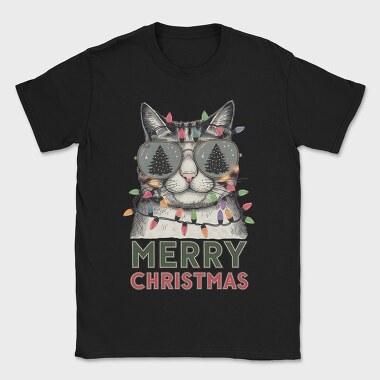 Merry Christmas Cat Sunglasses, Tricou Barbati (Unisex)