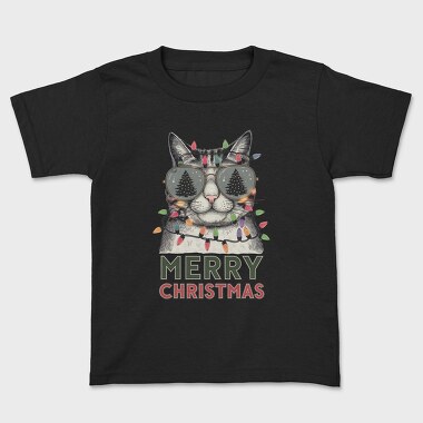 Merry Christmas Cat Sunglasses, Tricou Copii