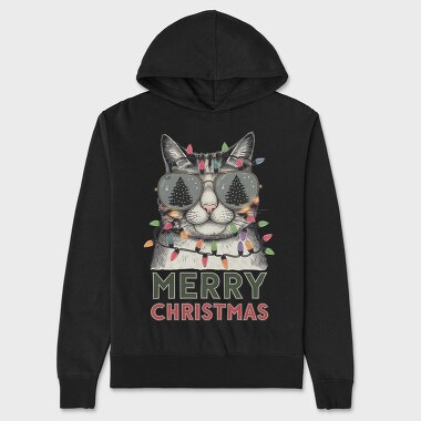 Merry Christmas Cat Sunglasses, Hanorac Oversize Barbati (Unisex)