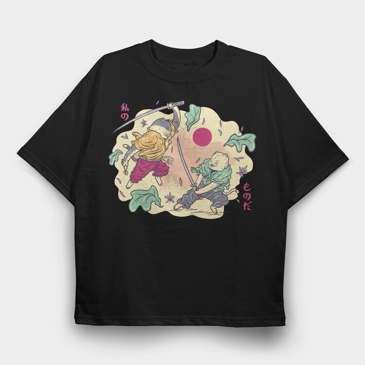 Samurai Cats, Tricou Oversize Barbati (Unisex)