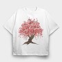 Sakura Tree Watercolor, Tricou Oversize Barbati (Unisex)