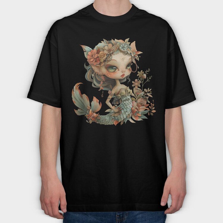 Mermaid Flower Crown, Tricou Oversize Barbati (Unisex)
