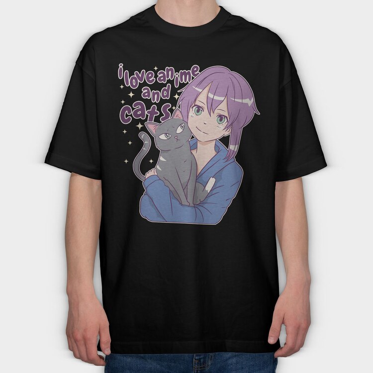 Anime Kitty Love, Tricou Oversize Barbati (Unisex)