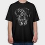 Rottweiler Eyepatch Portrait, Tricou Oversize Barbati (Unisex)
