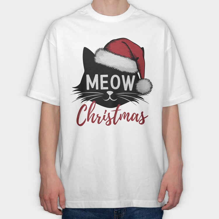 Meow Christmas Cat, Tricou Oversize Barbati (Unisex)