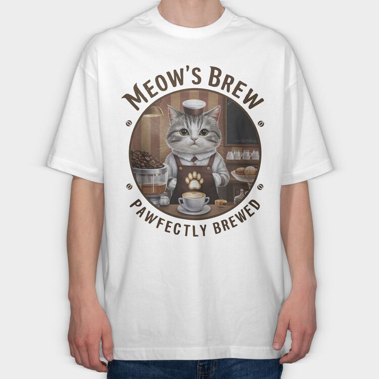 Meowows Brew, Tricou Oversize Barbati (Unisex)