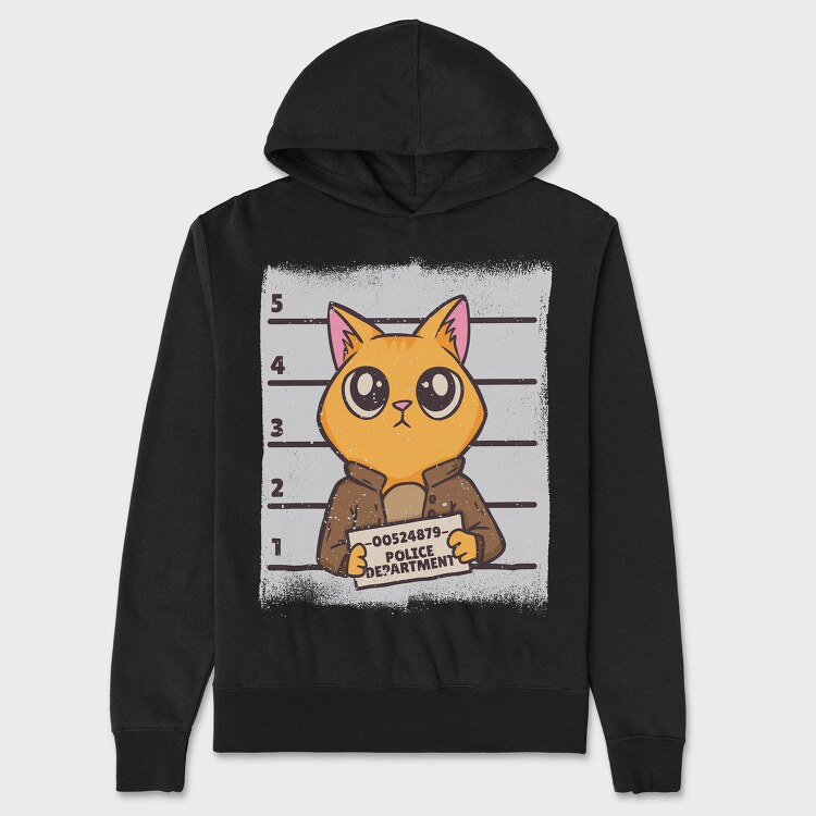 Mugshot Cat, Hanorac Oversize Barbati (Unisex)
