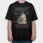Meowy Catmas, Tricou Oversize Barbati (Unisex)