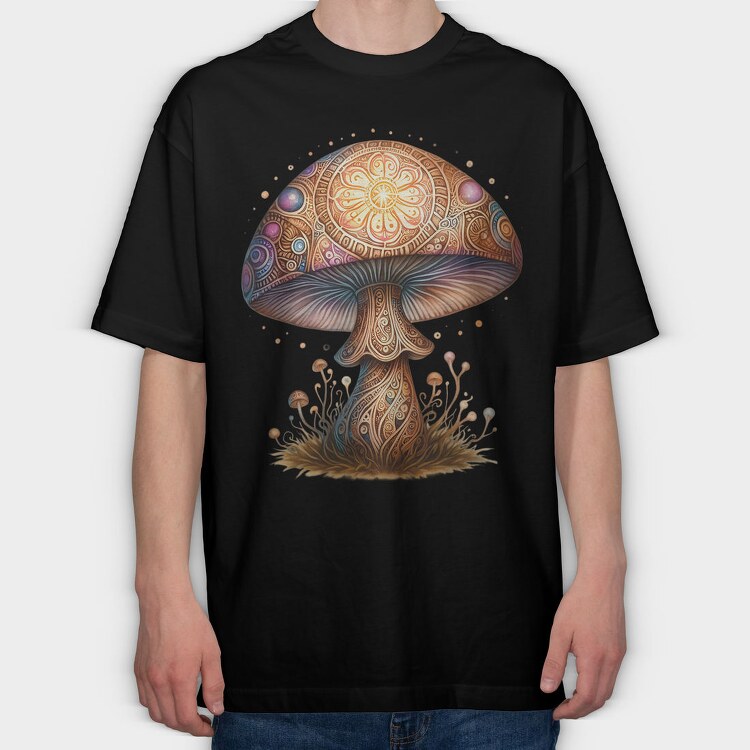 Magic Mushroom Art, Tricou Oversize Barbati (Unisex)