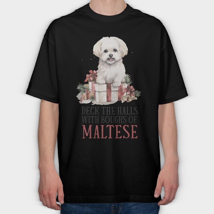Maltese Christmas Presents, Tricou Oversize Barbati (Unisex)