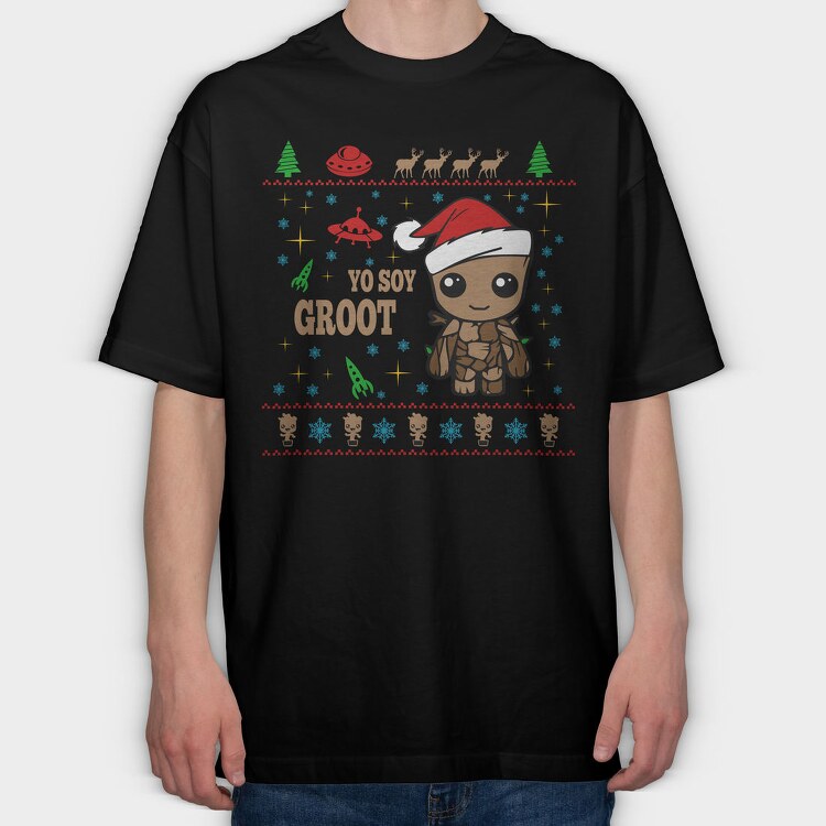 Grootmas Alien Xmas, Tricou Oversize Barbati (Unisex)