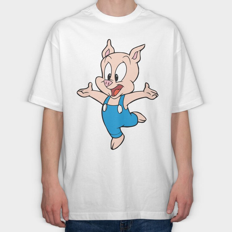 Porky Pig Jump, Tricou Oversize Barbati (Unisex)