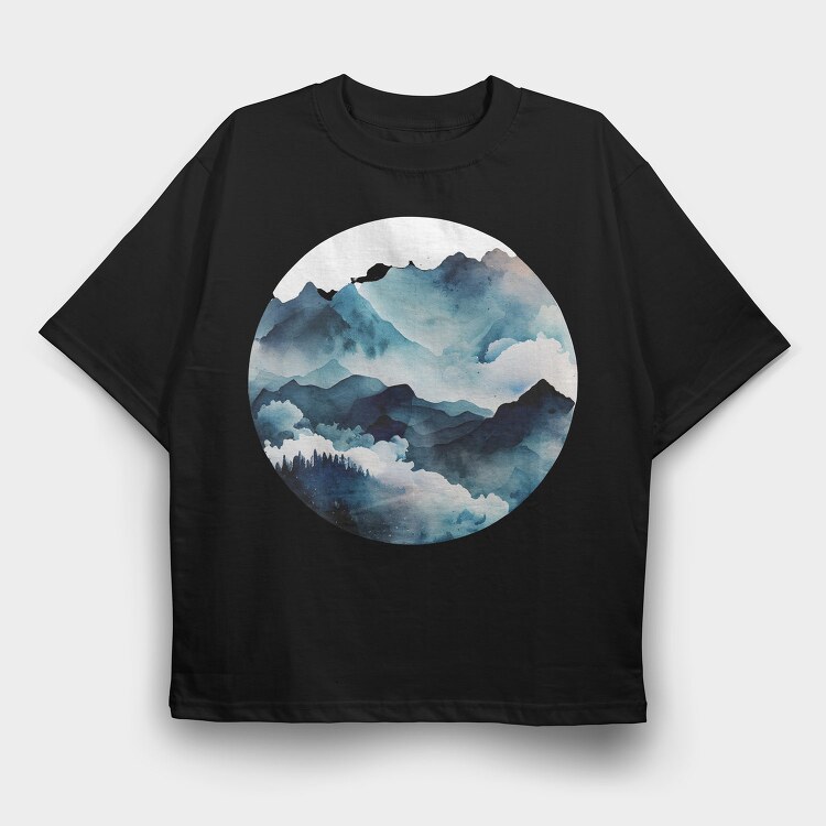 Misty Peaks Symphony, Tricou Oversize Barbati (Unisex)