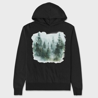 Misty Pine Forest, Hanorac Oversize Barbati (Unisex)