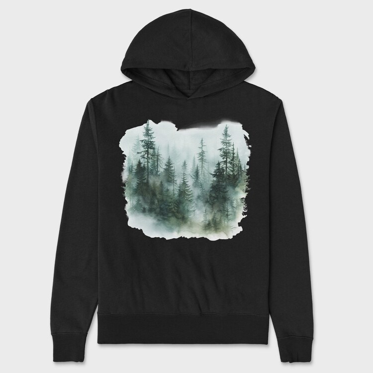 Misty Pine Forest, Hanorac Oversize Barbati (Unisex)