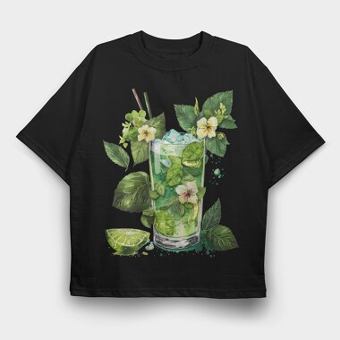 Mojito Leaves Flowers, Tricou Oversize Barbati (Unisex)
