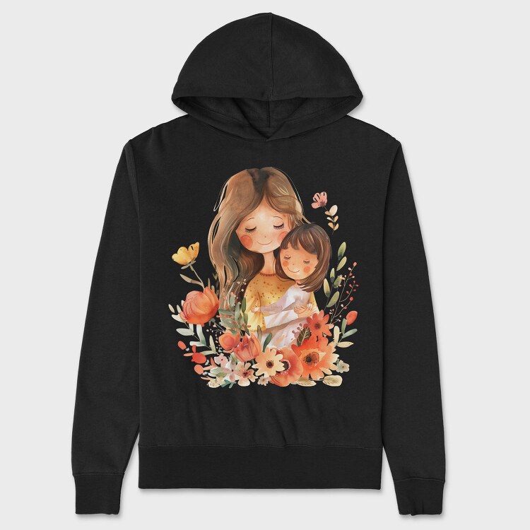 Mommy And Baby Flowers, Hanorac Oversize Barbati (Unisex)
