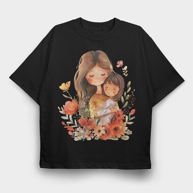 Mommy And Baby Flowers, Tricou Oversize Barbati (Unisex)
