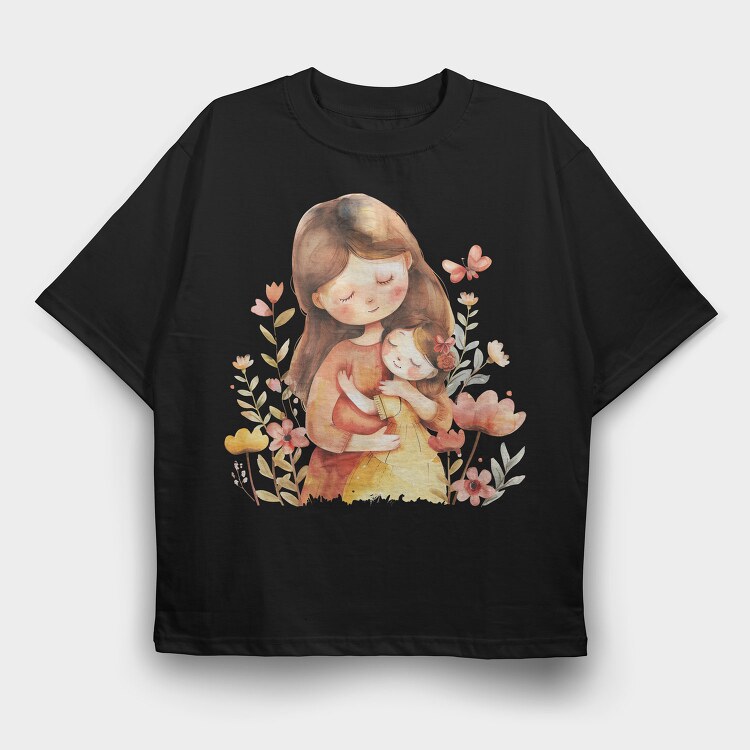 Mommy Baby Flower Crown, Tricou Oversize Barbati (Unisex)