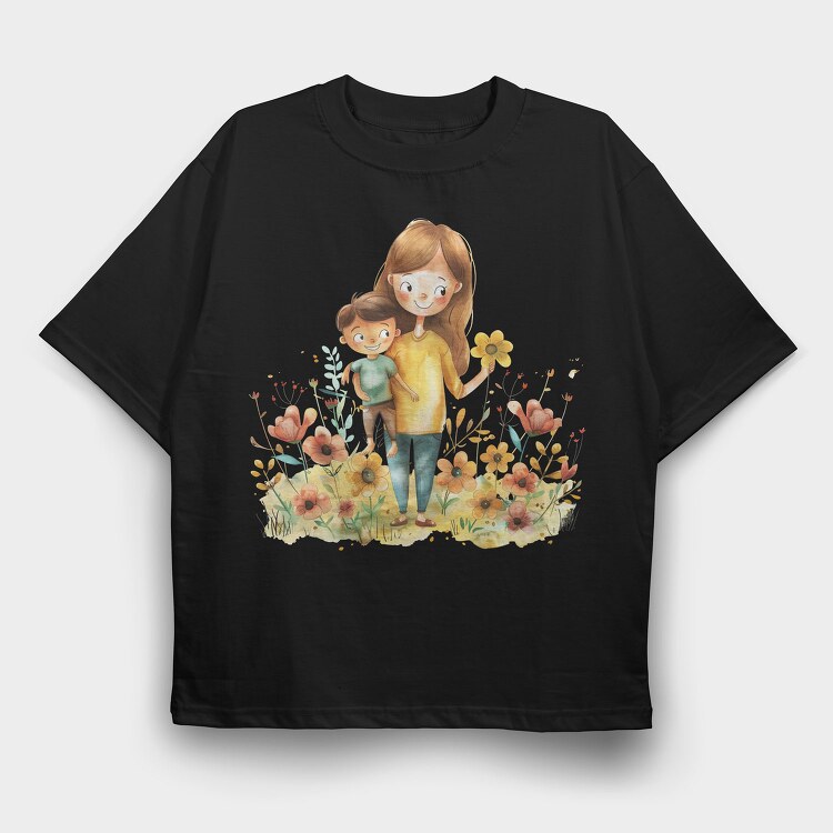 Mommy Baby Flowers, Tricou Oversize Barbati (Unisex)