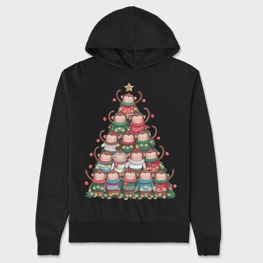 Monkey Christmas Tree, Hanorac Oversize Barbati (Unisex)