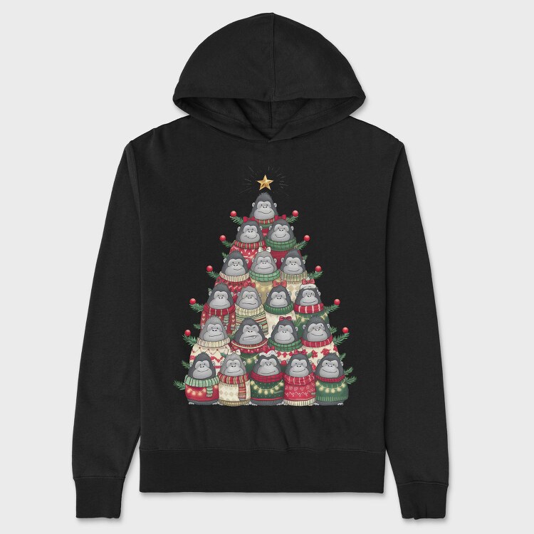 Monkeys Christmas Tree, Hanorac Oversize Barbati (Unisex)